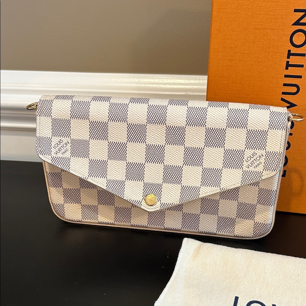Louis Vuitton White and Gray Checkered Crossbody Bag